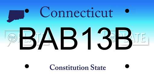 BAB13B Connecticut License Plate