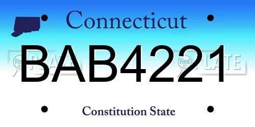 BAB4221 Connecticut License Plate
