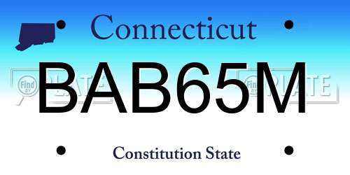 BAB65M Connecticut License Plate