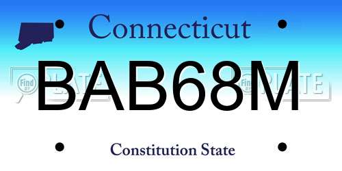 BAB68M Connecticut License Plate