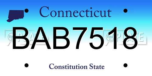 BAB7518 Connecticut License Plate