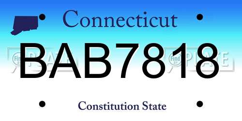 BAB7818 Connecticut License Plate