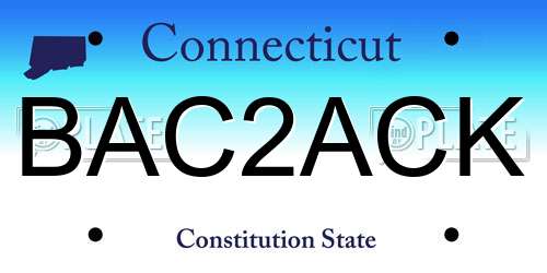 BAC2ACK Connecticut License Plate