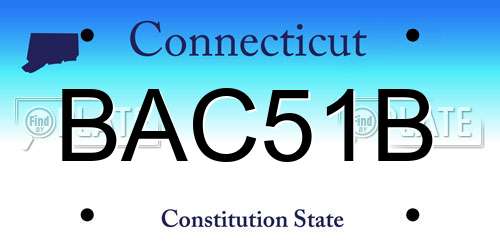 BAC51B Connecticut License Plate
