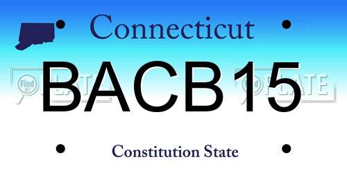 BACB15 Connecticut License Plate