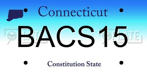 BACS15 Connecticut License Plate