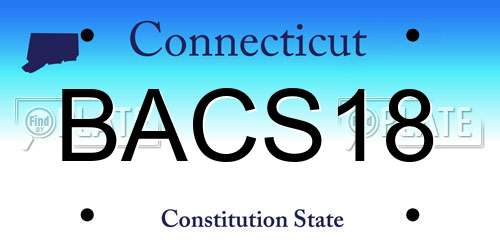 BACS18 Connecticut License Plate