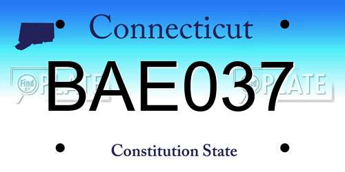 BAE037 Connecticut License Plate