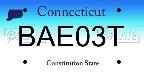 BAE03T Connecticut License Plate