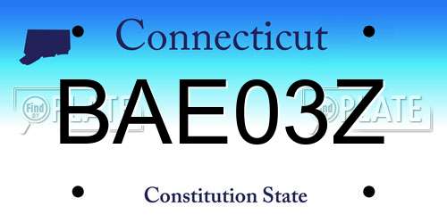 BAE03Z Connecticut License Plate