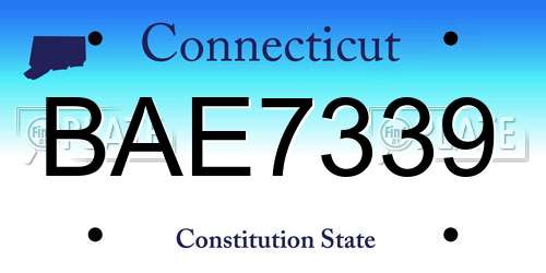 BAE7339 Connecticut License Plate