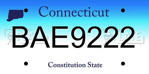 BAE9222 Connecticut License Plate