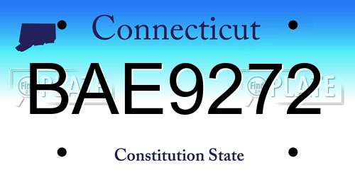 BAE9272 Connecticut License Plate