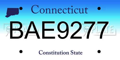 BAE9277 Connecticut License Plate