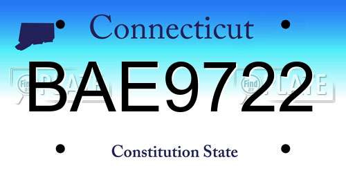 BAE9722 Connecticut License Plate