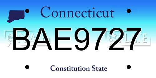 BAE9727 Connecticut License Plate
