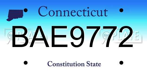 BAE9772 Connecticut License Plate