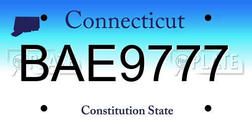 BAE9777 Connecticut License Plate