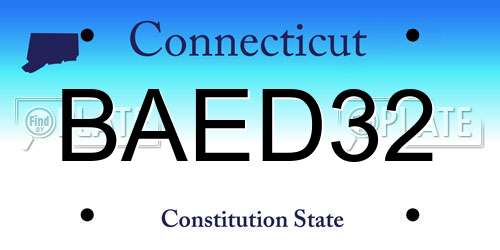 BAED32 Connecticut License Plate