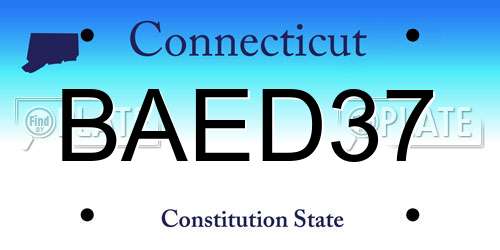 BAED37 Connecticut License Plate