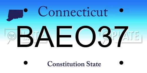 BAEO37 Connecticut License Plate