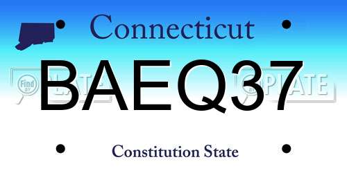 BAEQ37 Connecticut License Plate
