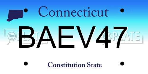 BAEV47 Connecticut License Plate