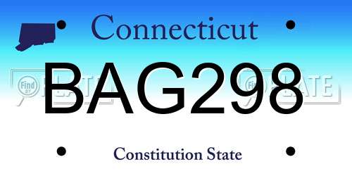 BAG298 Connecticut License Plate