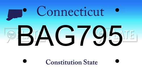 BAG795 Connecticut License Plate