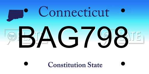 BAG798 Connecticut License Plate