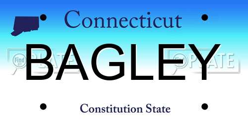 BAGLEY Connecticut License Plate
