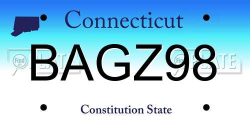 BAGZ98 Connecticut License Plate