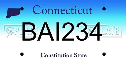 BAI234 Connecticut License Plate