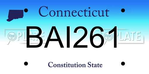 BAI261 Connecticut License Plate