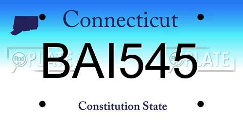 BAI545 Connecticut License Plate