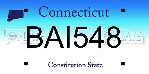 BAI548 Connecticut License Plate