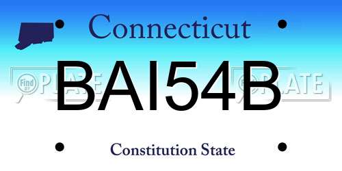 BAI54B Connecticut License Plate