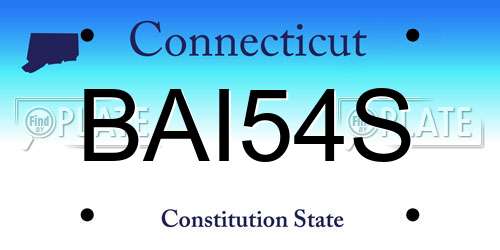BAI54S Connecticut License Plate