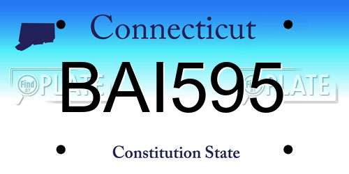 BAI595 Connecticut License Plate