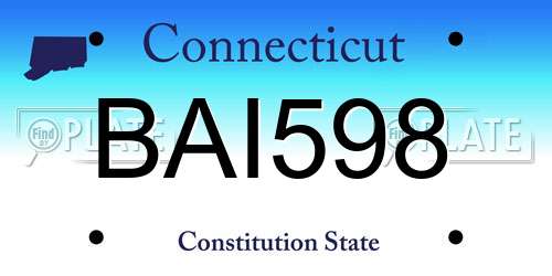 BAI598 Connecticut License Plate