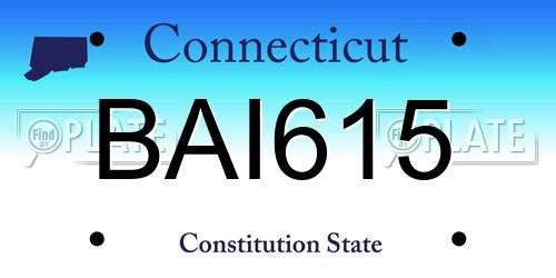 BAI615 Connecticut License Plate