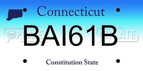 BAI61B Connecticut License Plate