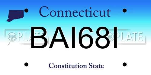 BAI68I Connecticut License Plate