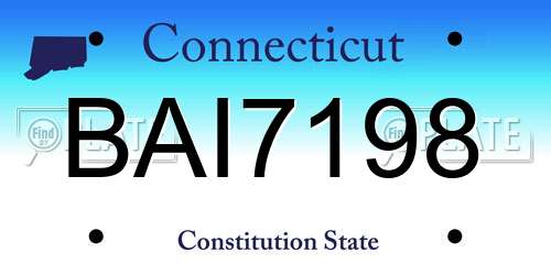 BAI7198 Connecticut License Plate