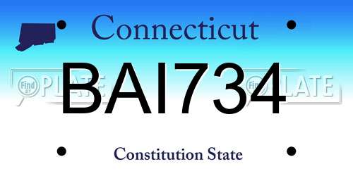 BAI734 Connecticut License Plate