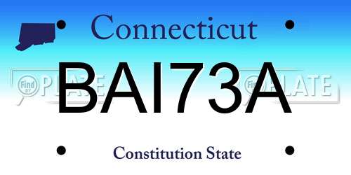 BAI73A Connecticut License Plate