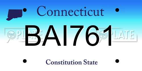 BAI761 Connecticut License Plate