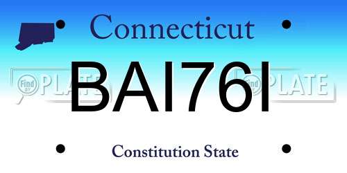BAI76I Connecticut License Plate