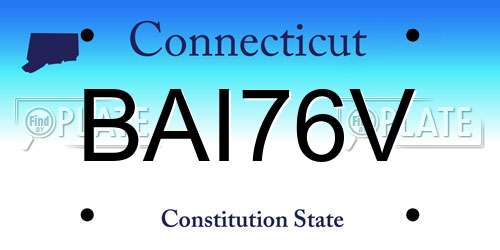 BAI76V Connecticut License Plate