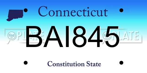 BAI845 Connecticut License Plate